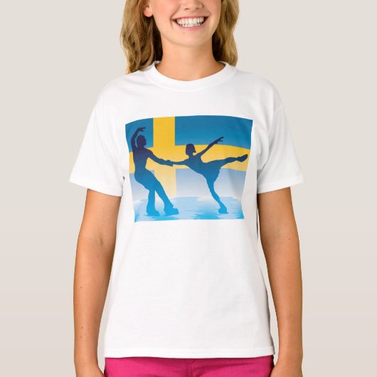 Zweeds schaatsduo Silhouette T-shirt (Voorkant)