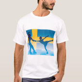 Zweeds schaatsduo Silhouette T-shirt (Voorkant)