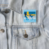 Zweeds schaatsduo Silhouette Vierkante Button 5,1 Cm (In situ)