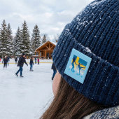 Zweeds schaatsduo Silhouette Vierkante Button 5,1 Cm