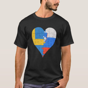 Zweeds Sloveens Vlag Hart T-shirt