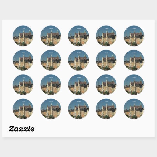 Zweeds stadsgezicht ronde sticker (Vel)