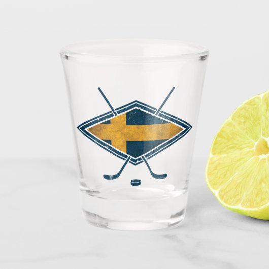 Zweeds Sverige Ice Hockey Flag Logo Shot Glas (Voorkant)