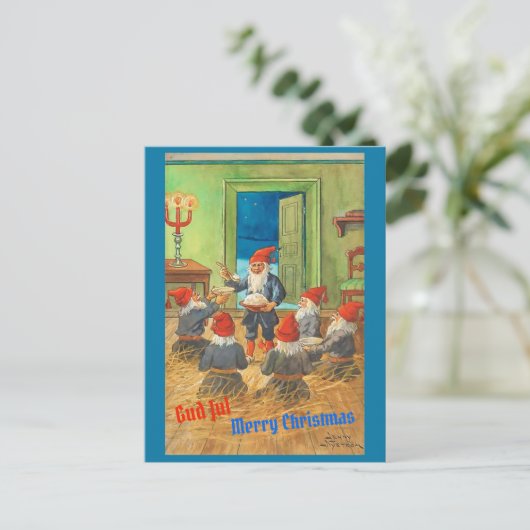  Zweeds Tomten / Tomte & Kerstmis Briefkaart (Staand voorkant)