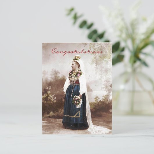  Zweeds Traditioneel Dalecarlia Bruiloft Briefkaart (Staand voorkant)