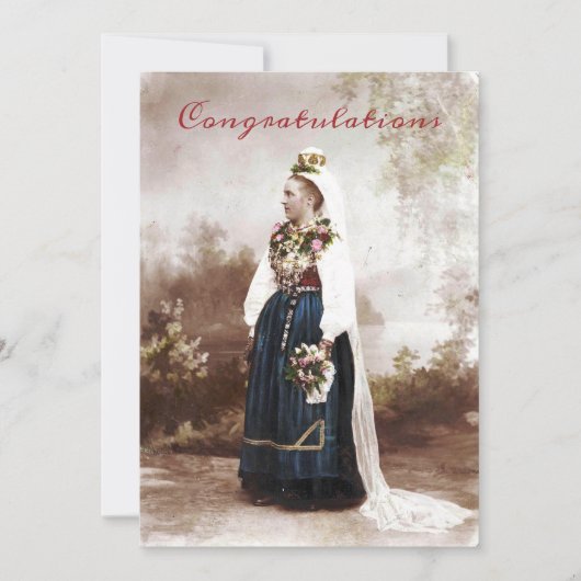  Zweeds Traditioneel Dalecarlia Bruiloft Notitiekaartje (Voorkant)