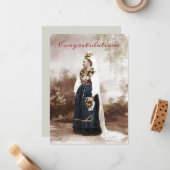 Zweeds Traditioneel Dalecarlia Bruiloft Notitiekaartje (Voorkant / Achterkant in situ)