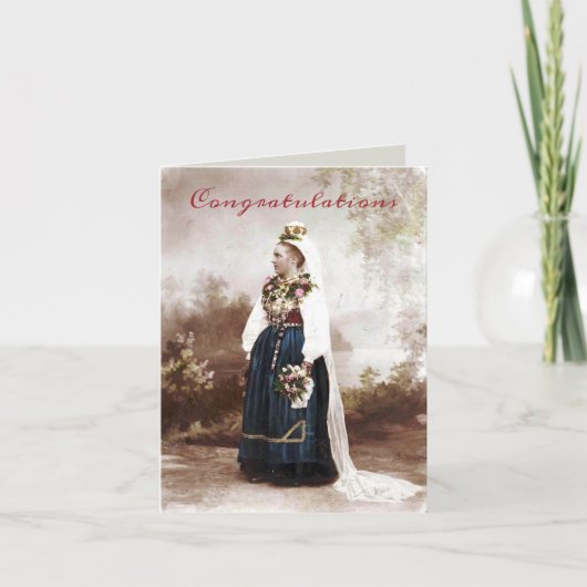  Zweeds Traditioneel Dalecarlia Bruiloft Notitiekaartje (Voorkant)