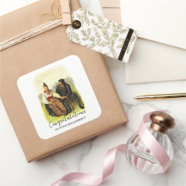 Zweeds Traditioneel Dalecarlia Verloving Vierkante Sticker