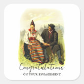  Zweeds Traditioneel Dalecarlia Verloving Vierkante Sticker (Voorkant)