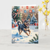 Zweeds Vallhund Dog Christmas Wenskaart Kaart (Gele Bloem)