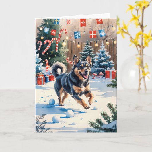 Zweeds Vallhund Dog Christmas Wenskaart Kaart (Gele Bloem)