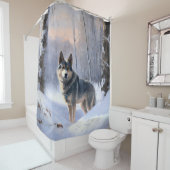 Zweeds Vallhund liet het sneeuwen Kerstmis Douchegordijn (In situ)