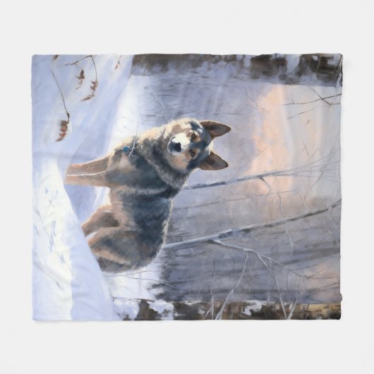 Zweeds Vallhund liet het sneeuwen Kerstmis Fleece Deken (Voorkant (Horizontaal))