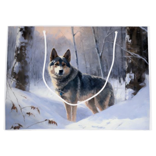 Zweeds Vallhund liet het sneeuwen Kerstmis Groot Cadeauzakje (Voorkant)