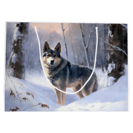 Zweeds Vallhund liet het sneeuwen Kerstmis Groot Cadeauzakje (Achterkant)