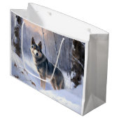 Zweeds Vallhund liet het sneeuwen Kerstmis Groot Cadeauzakje (Voorkant Gekanteld)