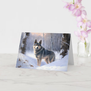 Zweeds Vallhund liet het sneeuwen Kerstmis Kaart