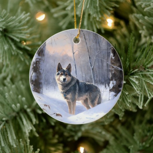 Zweeds Vallhund liet het sneeuwen Kerstmis Keramisch Ornament (Boom)
