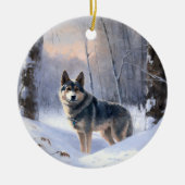 Zweeds Vallhund liet het sneeuwen Kerstmis Keramisch Ornament (Voorkant)