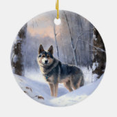 Zweeds Vallhund liet het sneeuwen Kerstmis Keramisch Ornament (Achterkant)