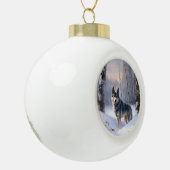 Zweeds Vallhund liet het sneeuwen Kerstmis Keramische Bal Ornament (Links)