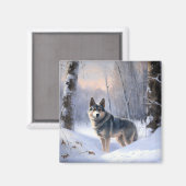 Zweeds Vallhund liet het sneeuwen Kerstmis Magneet (Voorkant / Achterkant)