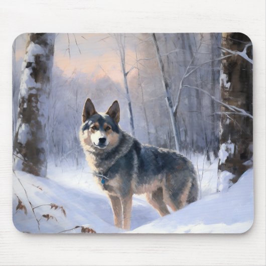 Zweeds Vallhund liet het sneeuwen Kerstmis Muismat (Voorkant)