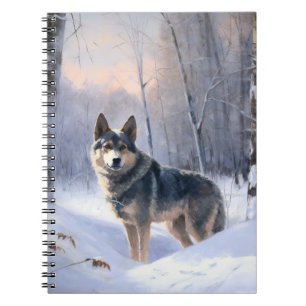Zweeds Vallhund liet het sneeuwen Kerstmis Notitieboek