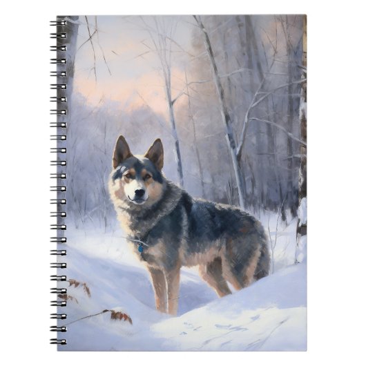 Zweeds Vallhund liet het sneeuwen Kerstmis Notitieboek (Voorkant)