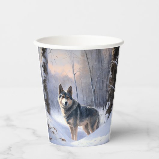 Zweeds Vallhund liet het sneeuwen Kerstmis Papieren Bekers (Voorkant)