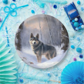 Zweeds Vallhund liet het sneeuwen Kerstmis Papieren Bordje (Feest)