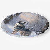 Zweeds Vallhund liet het sneeuwen Kerstmis Papieren Bordje (Gekanteld)