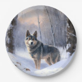 Zweeds Vallhund liet het sneeuwen Kerstmis Papieren Bordje (Voorkant)