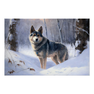 Zweeds Vallhund liet het sneeuwen Kerstmis Perfect Poster