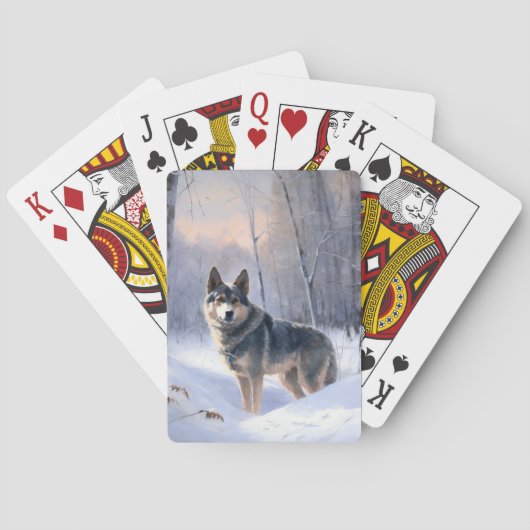 Zweeds Vallhund liet het sneeuwen Kerstmis Pokerkaarten (Achterkant)