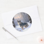 Zweeds Vallhund liet het sneeuwen Kerstmis Ronde Sticker (Envelop)