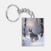 Zweeds Vallhund liet het sneeuwen Kerstmis Sleutelhanger (Voorkant Links)