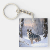 Zweeds Vallhund liet het sneeuwen Kerstmis Sleutelhanger (Voorkant)