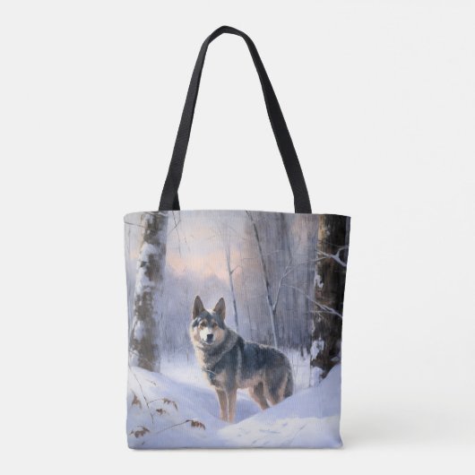 Zweeds Vallhund liet het sneeuwen Kerstmis Tote Bag (Achterkant)