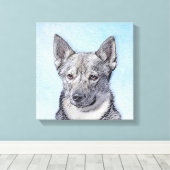 Zweeds Vallhund-schilderij - Kute Original Dog Art Canvas Afdruk (Insitu (Houten vloer))