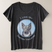 Zweeds Vallhund-schilderij - Kute Original Dog Art Grote Maat T-shirt (Design voorkant)