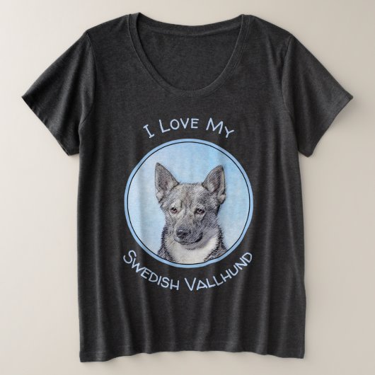 Zweeds Vallhund-schilderij - Kute Original Dog Art Grote Maat T-shirt (Design voorkant)