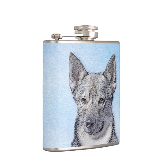 Zweeds Vallhund-schilderij - Kute Original Dog Art Heupfles (Rechts)