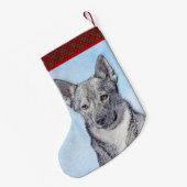 Zweeds Vallhund-schilderij - Kute Original Dog Art Kleine Kerstsok (Achterkant (Hangend))