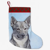 Zweeds Vallhund-schilderij - Kute Original Dog Art Kleine Kerstsok (Voorkant)