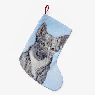 Zweeds Vallhund-schilderij - Kute Original Dog Art Kleine Kerstsok