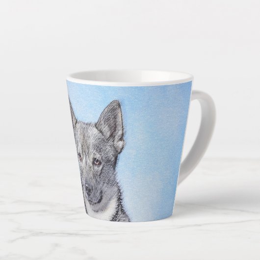 Zweeds Vallhund-schilderij - Kute Original Dog Art Latte Mok (Rechterhoek)