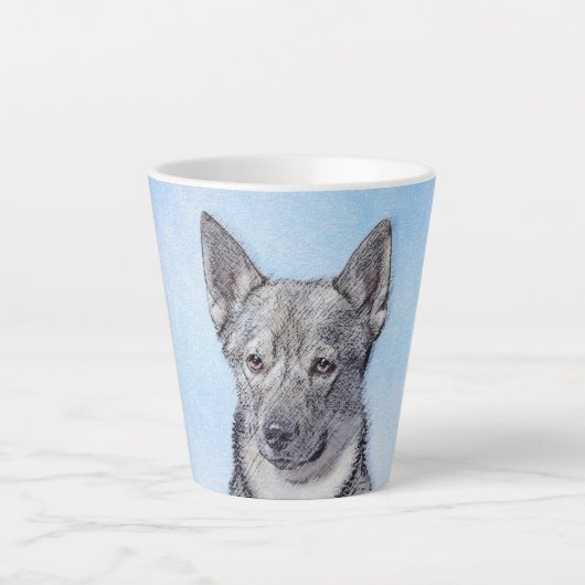 Zweeds Vallhund-schilderij - Kute Original Dog Art Latte Mok (Voorkant)