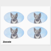 Zweeds Vallhund-schilderij - Kute Original Dog Art Ovale Sticker (Vel)